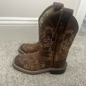 Girls Brown Embroidered Cowboy Boots